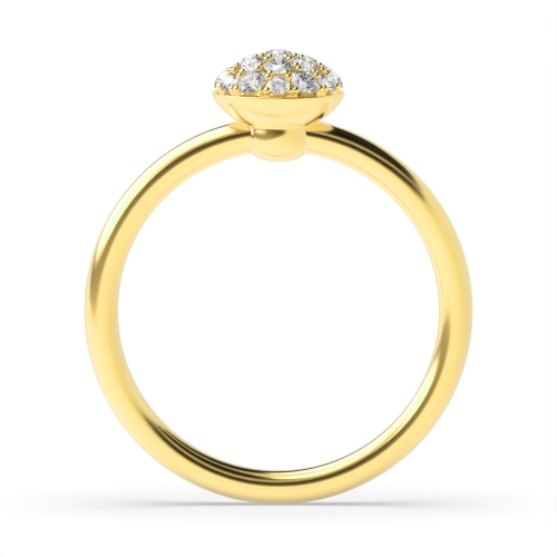 Pave Setting Round Yellow Gold Cluster Diamond Ring