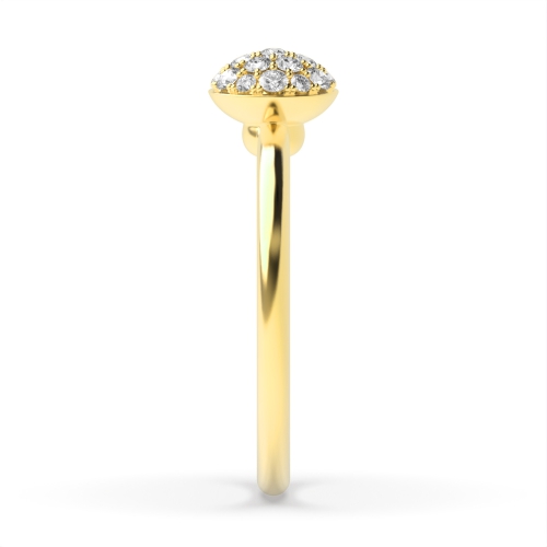 Pave Setting Round Yellow Gold Cluster Diamond Ring