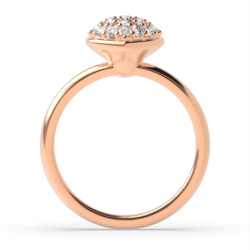 Pave Setting Round Rose Gold Heart Engagement Rings