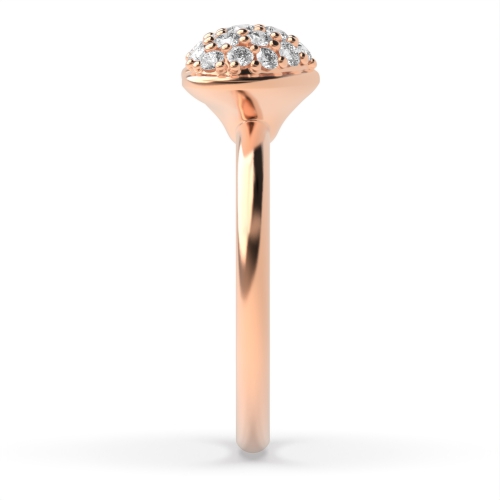 Pave Setting Round Rose Gold Heart Engagement Rings