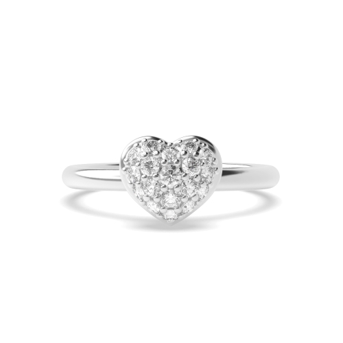 Pave Setting Round Heart Moissanite Engagement Rings