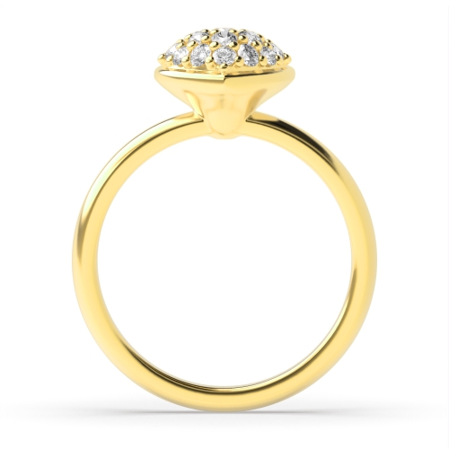 Pave Setting Round Yellow Gold Heart Engagement Rings