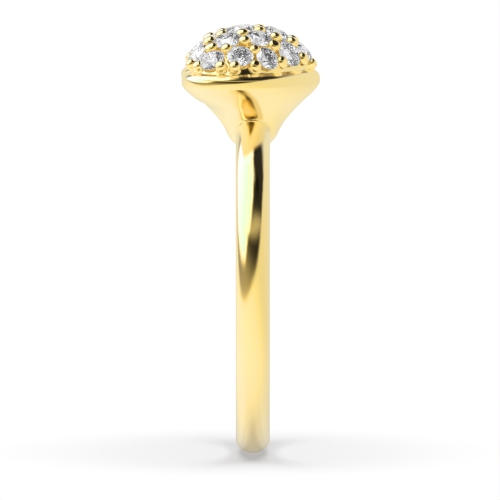 Pave Setting Round Yellow Gold Heart Engagement Rings