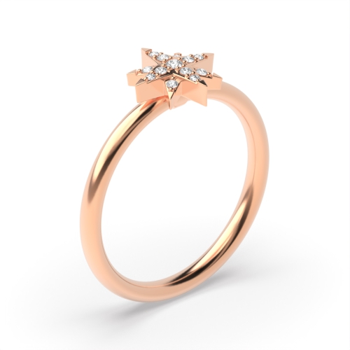 4 Prong Round Rose Gold Star Engagement Rings