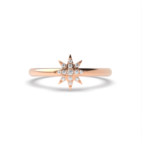 4 Prong Round Rose Gold Star Engagement Rings