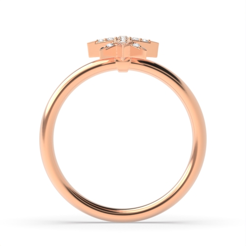 4 Prong Round Rose Gold Star Engagement Rings