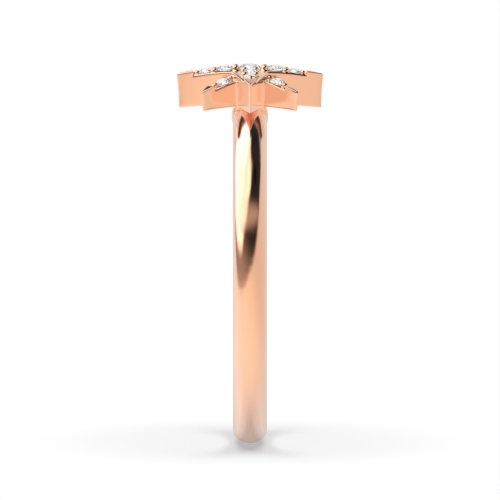 4 Prong Round Rose Gold Star Engagement Rings