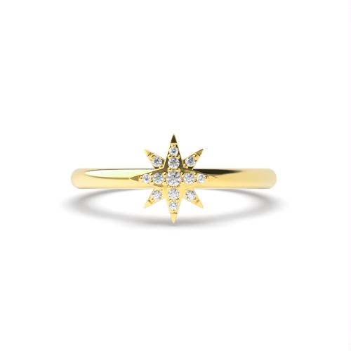 4 Prong Round Yellow Gold Star Engagement Rings