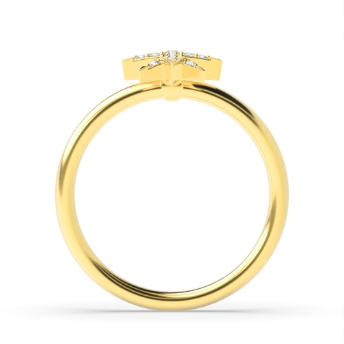 4 Prong Round Yellow Gold Star Engagement Rings