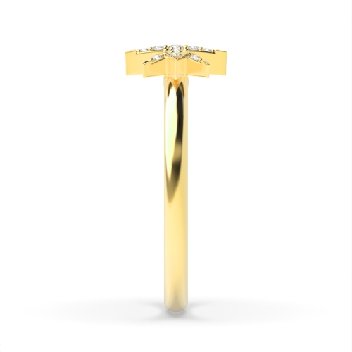 4 Prong Round Yellow Gold Star Engagement Rings