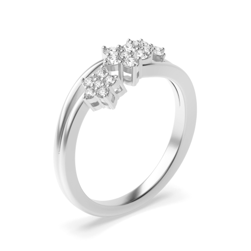 prong setting round diamond 3 flower shape ring