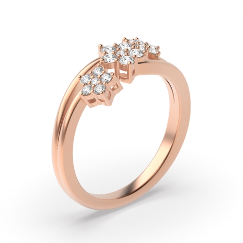 4 Prong Round Rose Gold Stellar Cluster Engagement Rings