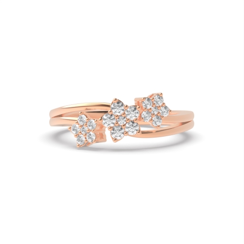 4 Prong Round Rose Gold Stellar Cluster Engagement Rings