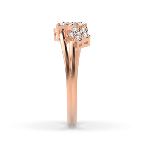 4 Prong Round Rose Gold Stellar Cluster Engagement Rings