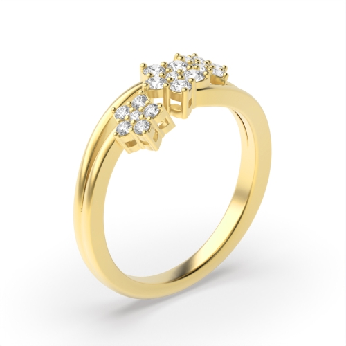 4 Prong Round Yellow Gold Stellar Cluster Engagement Rings