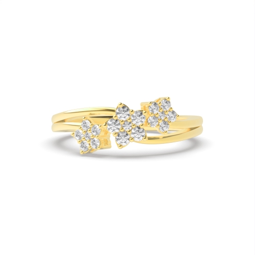 4 Prong Round Yellow Gold Stellar Cluster Engagement Rings