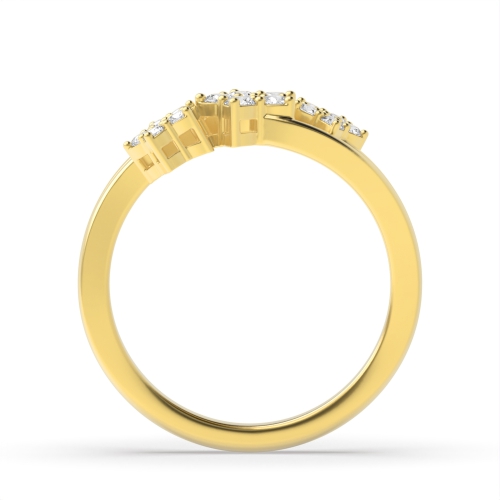 4 Prong Round Yellow Gold Stellar Cluster Engagement Rings