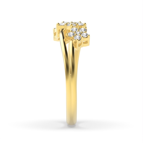 4 Prong Round Yellow Gold Stellar Cluster Engagement Rings