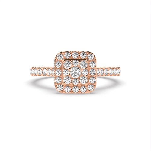 Pave Setting Round Rose Gold Luxurious Engagement Rings