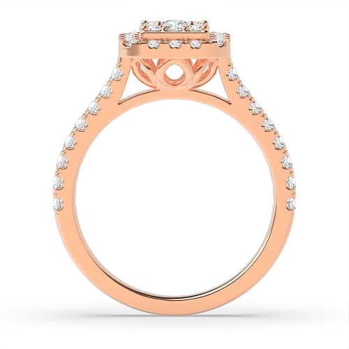 Pave Setting Round Rose Gold Luxurious Engagement Rings