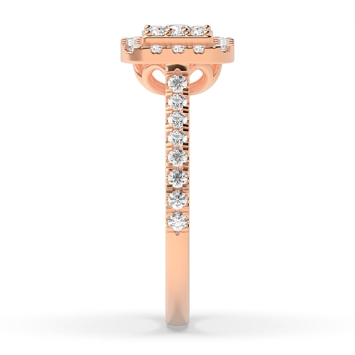 Pave Setting Round Rose Gold Luxurious Engagement Rings