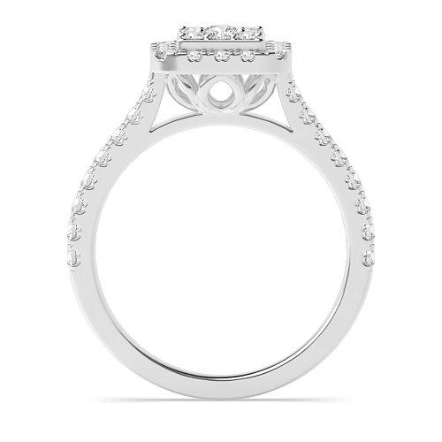 Pave Setting Round Luxurious Side Stone Engagement Rings