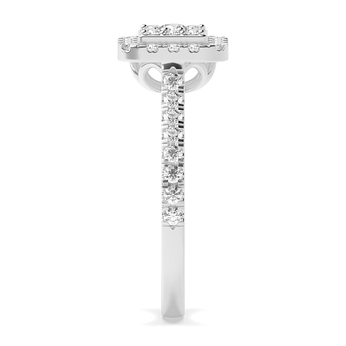 Pave Setting Round Luxurious Side Stone Engagement Rings