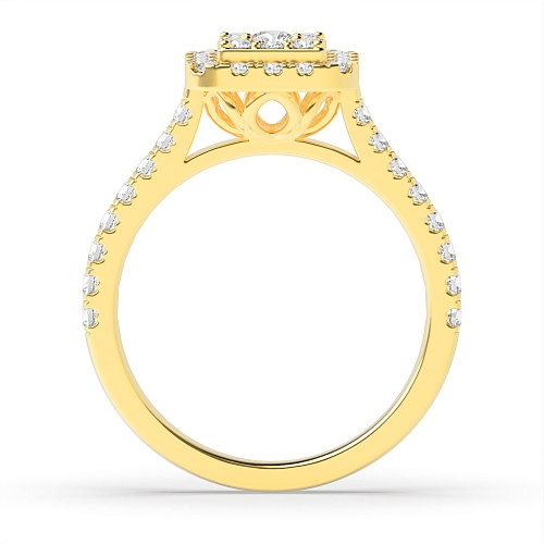Pave Setting Round Yellow Gold Luxurious Engagement Rings