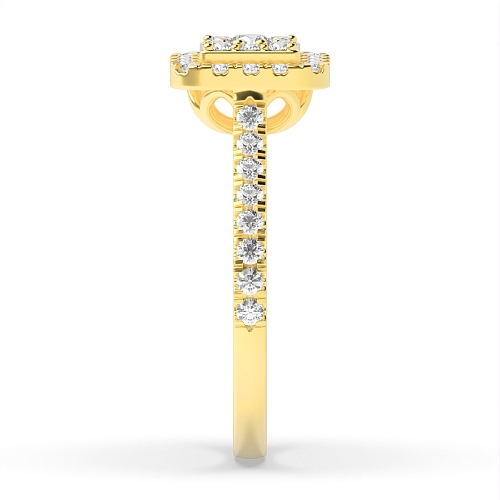 Pave Setting Round Yellow Gold Luxurious Engagement Rings