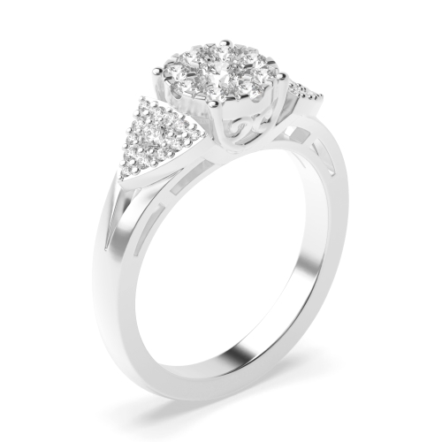 Prong Setting Round Diamond Flower Shape Ring | Abelini 