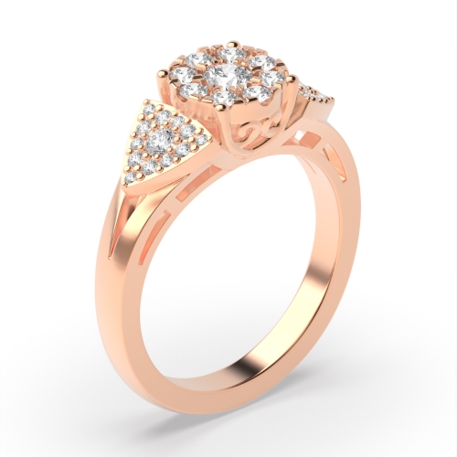 4 Prong Round Rose Gold Flower Unusual Engagement Rings