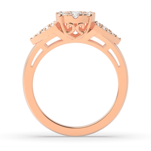 4 Prong Round Rose Gold Flower Unusual Engagement Rings