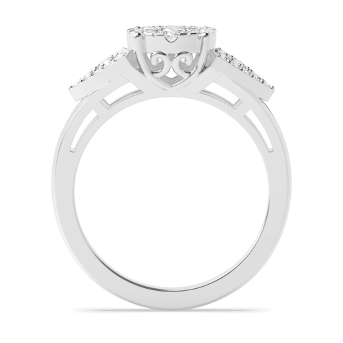 4 Prong Round Flower Moissanite Engagement Rings