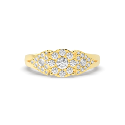 4 Prong Round Yellow Gold Flower Unusual Engagement Rings