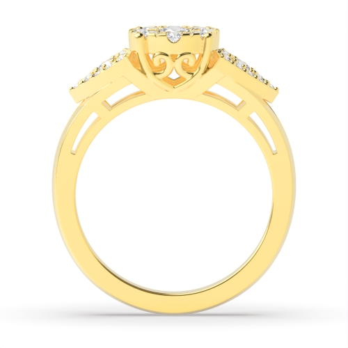 4 Prong Round Yellow Gold Flower Unusual Engagement Rings