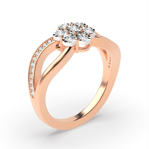 4 Prong Round Rose Gold Illusion set Engagement Rings