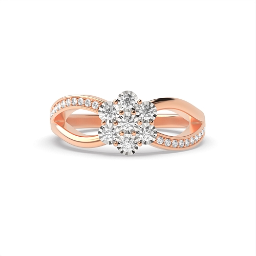 4 Prong Round Rose Gold Illusion set Engagement Rings