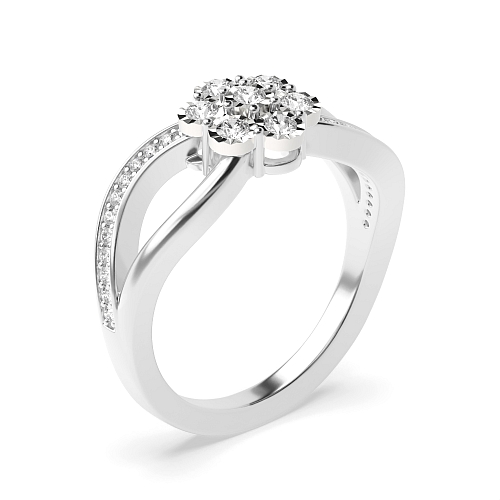 4 Prong Round Illusion set Side Stone Engagement Rings