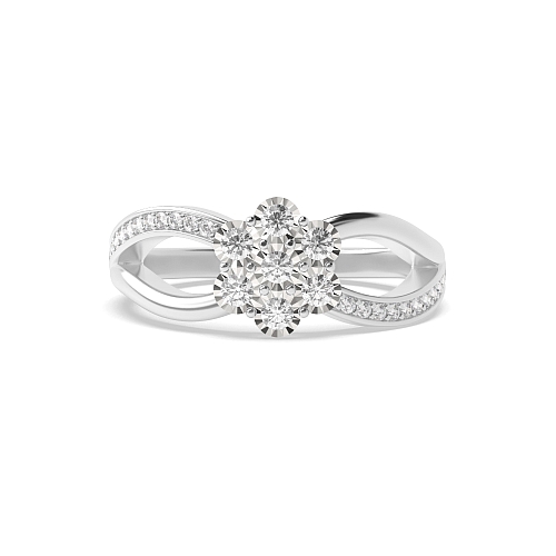 4 Prong Round Illusion set Side Stone Engagement Rings