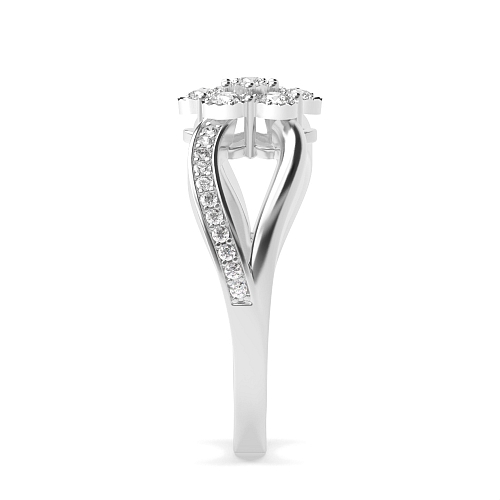 4 Prong Round Illusion set Side Stone Engagement Rings