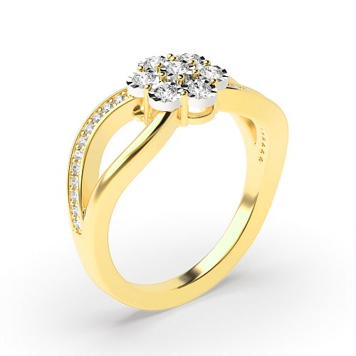 4 Prong Round Yellow Gold Illusion set Engagement Rings
