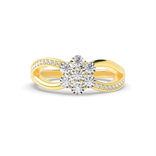 4 Prong Round Yellow Gold Illusion set Engagement Rings
