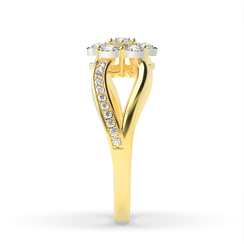 4 Prong Round Yellow Gold Illusion set Engagement Rings