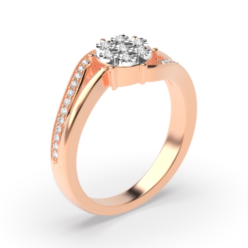 4 Prong Round Rose Gold Revered Illusion Set Engagement Rings