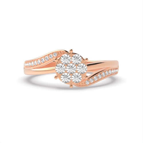 4 Prong Round Rose Gold Revered Illusion Set Engagement Rings
