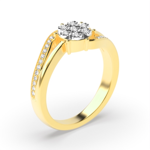 4 Prong Round Yellow Gold Revered Illusion Set Engagement Rings