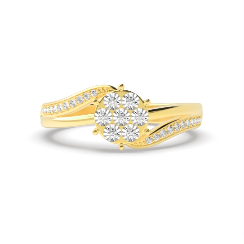 4 Prong Round Yellow Gold Revered Illusion Set Engagement Rings