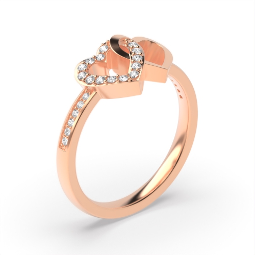 4 Prong Round Rose Gold Double Unusual Engagement Rings