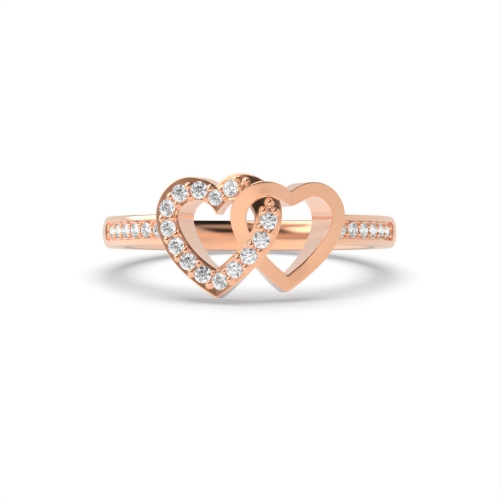4 Prong Round Rose Gold Double Unusual Engagement Rings