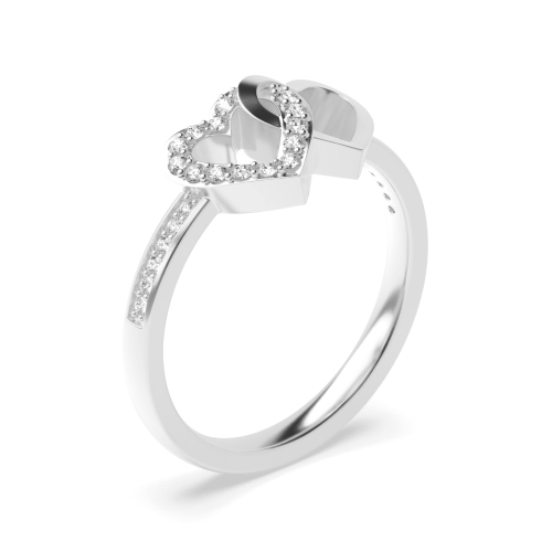 4 Prong Round Double Moissanite Engagement Rings